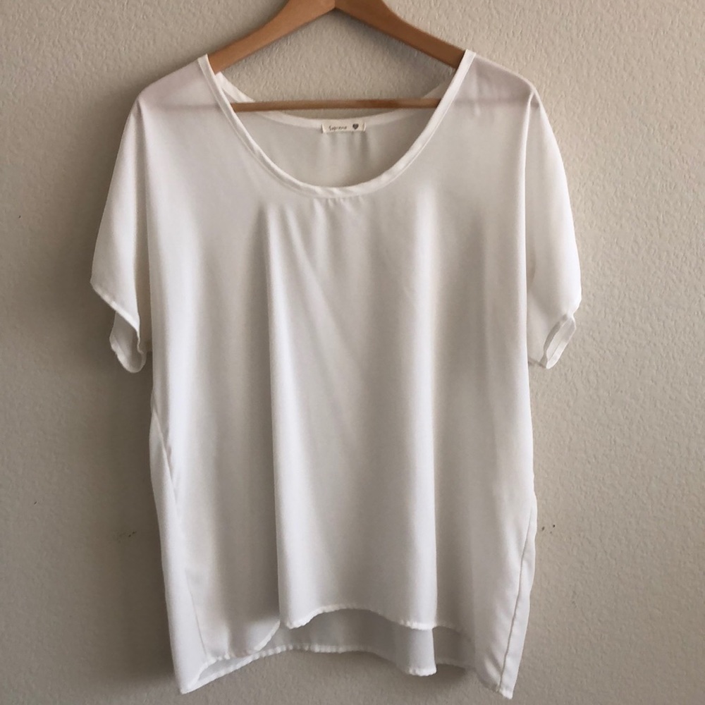 EUC Sheer White Blouse SZ XL